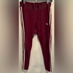Adidas original 3 stripe leggings loungewear gym street yoga stretch burgundy2X